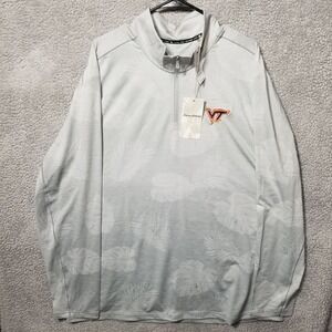 Tommy Bahama Virginia Tech Mens Sweater‎ XXL Gray IslandZone Half Zip Delray